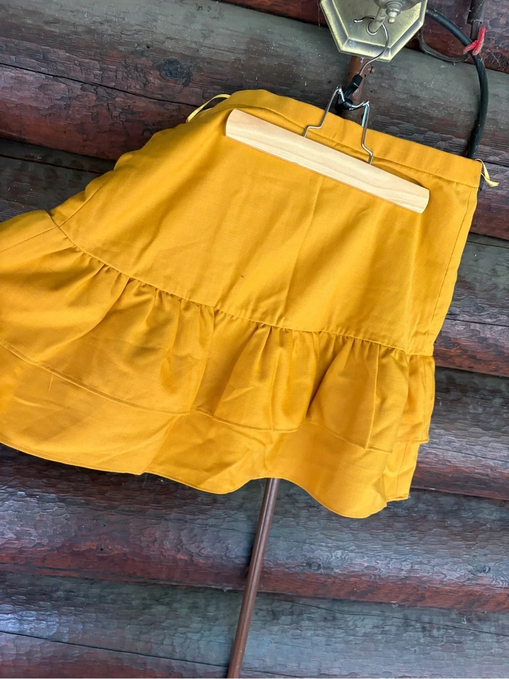 J. Crew 4 Mustard Ruffle Tiered A-Line Skirt Wool flannel autumn fall gold